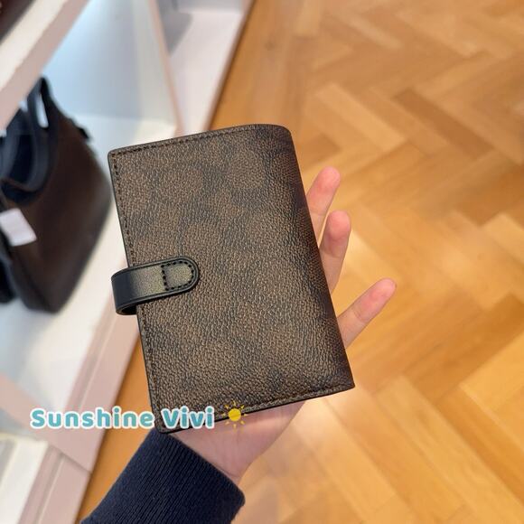 NWT Coach 2-in-1 Wallet Blocked Signature Canvas CBK54 Gold/Walnut /Tan - Picture 3 of 5